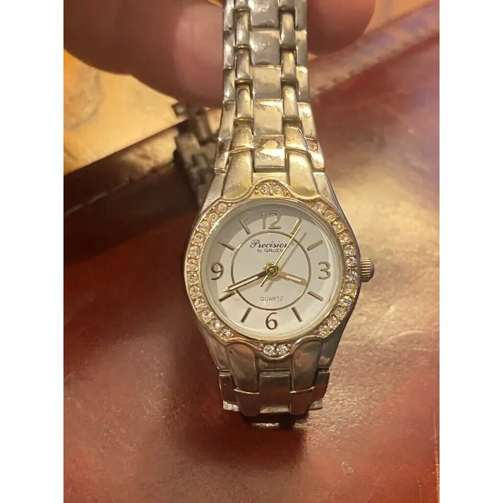 Women's 32mm Silver Tone Precision By Gruen Dress Watch, Crystal Accents